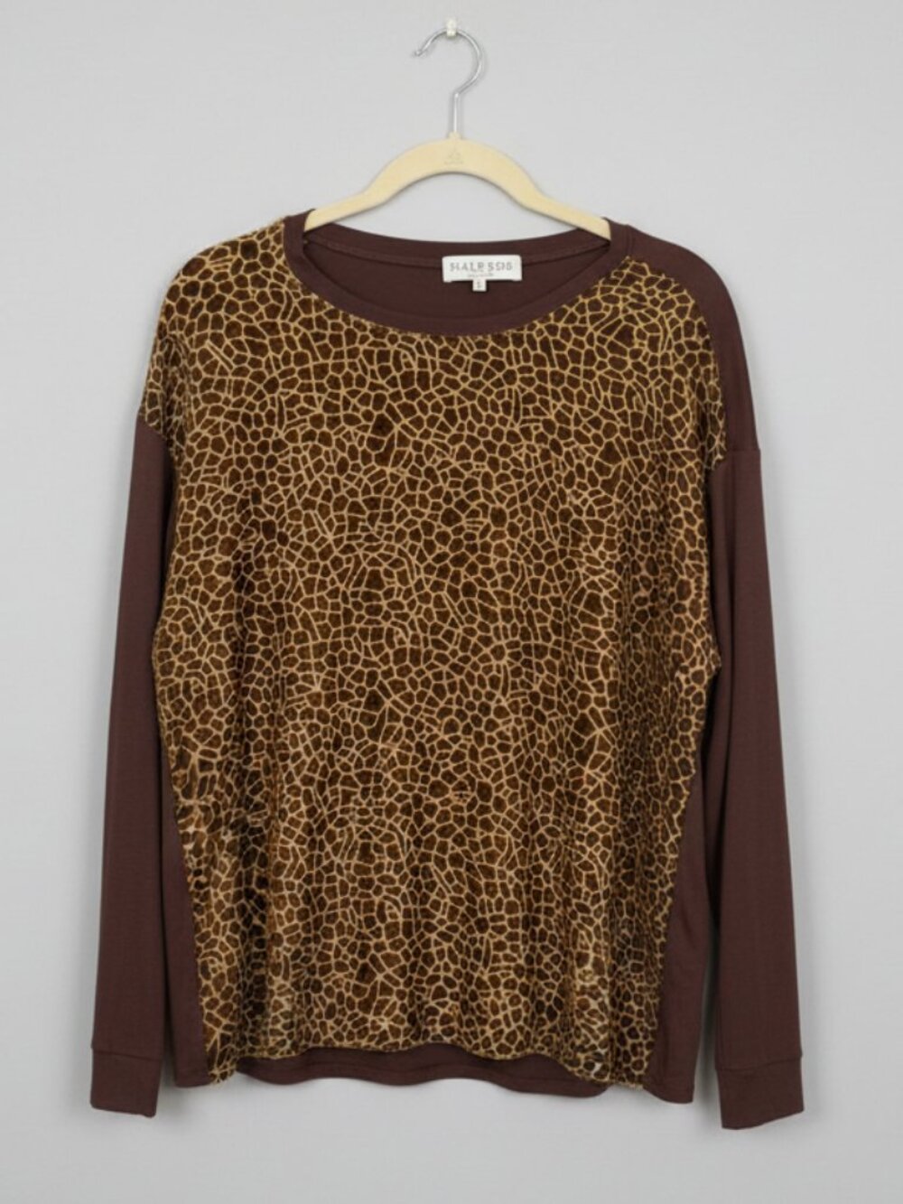 Hale Bob Velvet Giraffe Print Top Size M